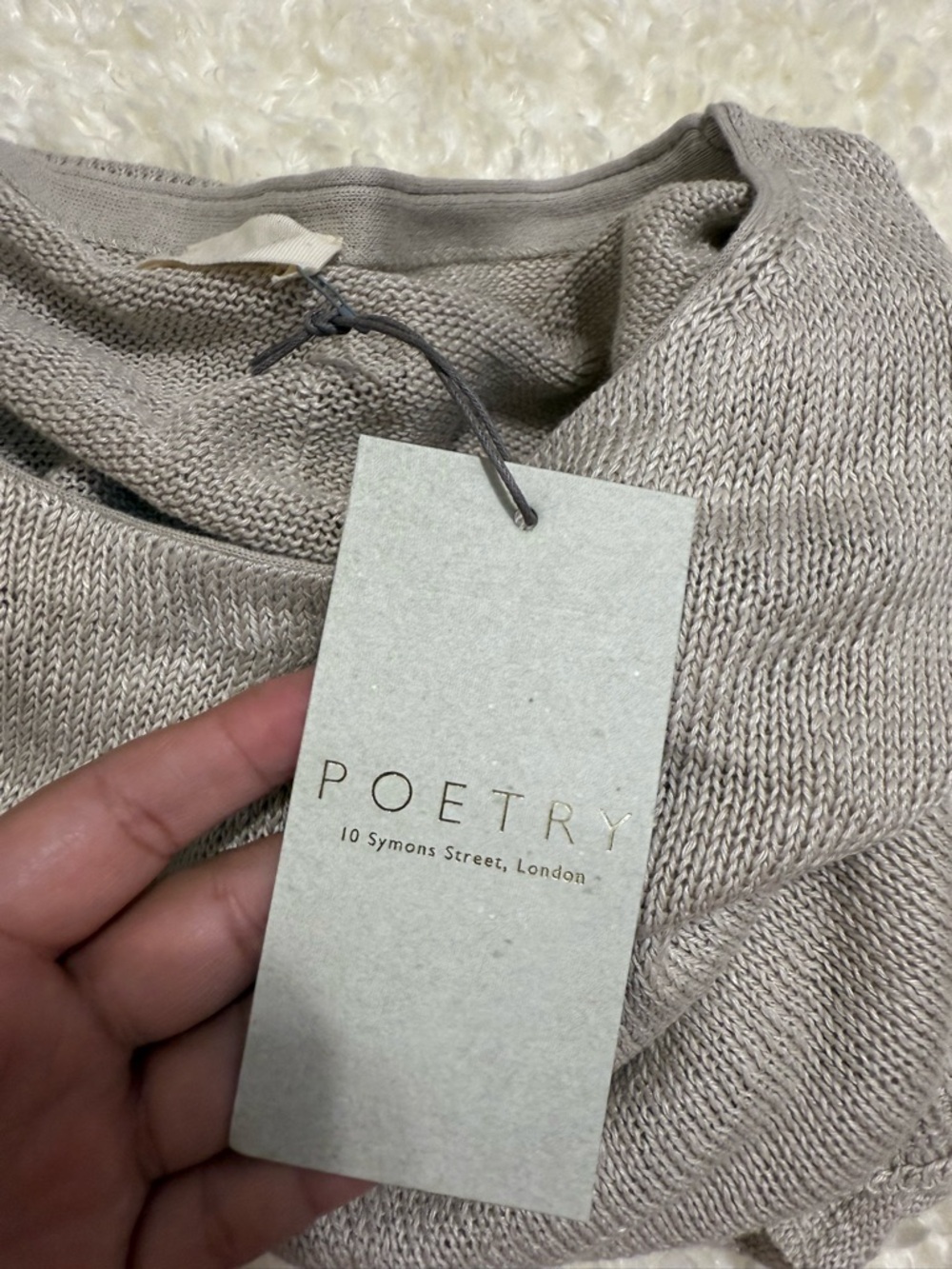 Poetry Women’s SIZE 14 Délavé Linen Knitted Top in Parchment - Picture 3 of 7